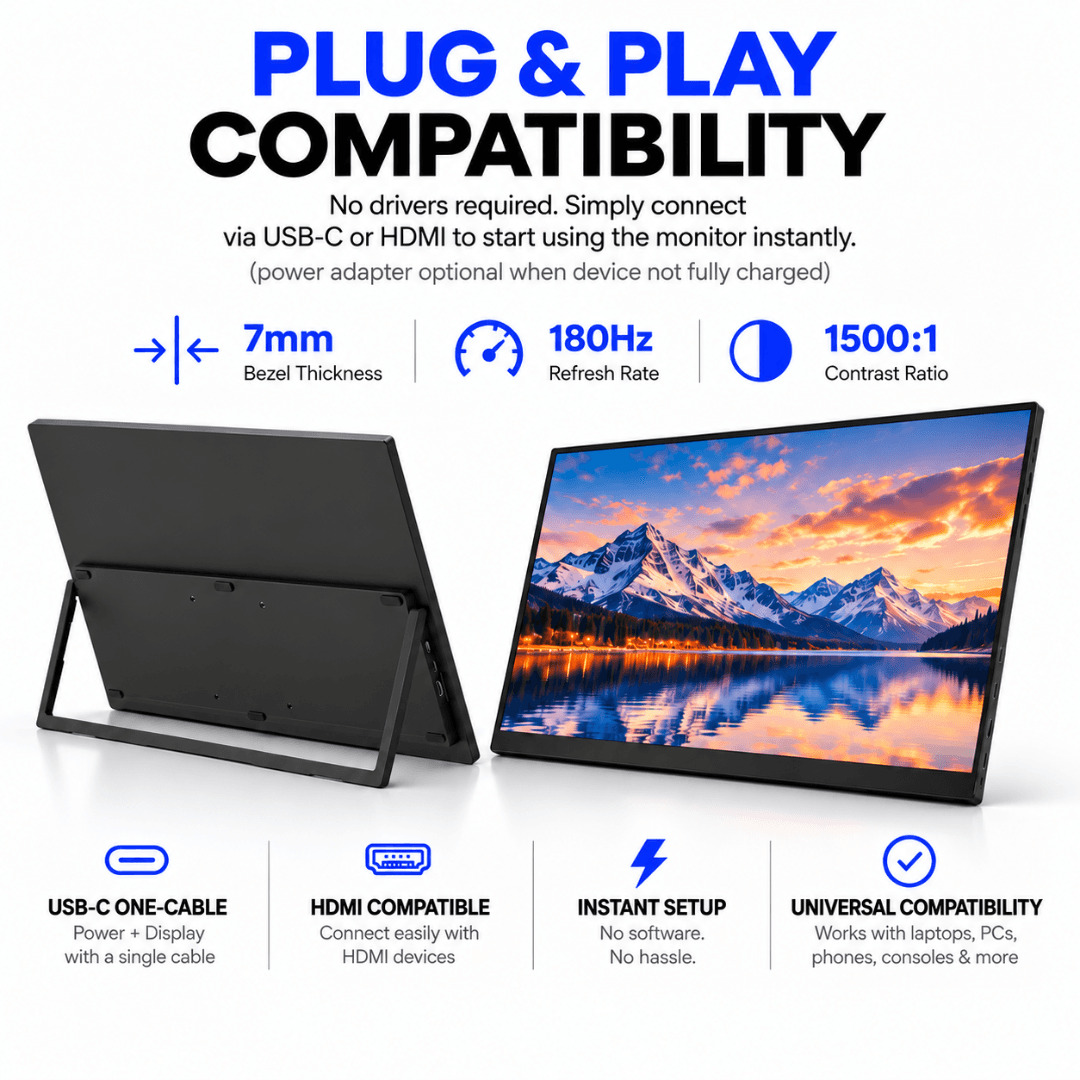 DuoView 23.8" 2.5K QHD 180Hz Gaming Portable Monitor view 3