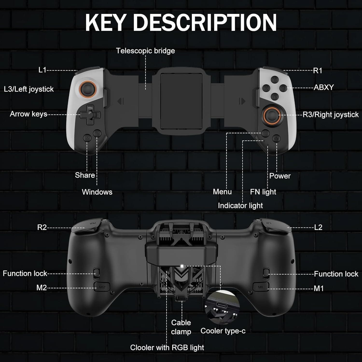 Mobile Gaming Controller with Cooling Fan view 3