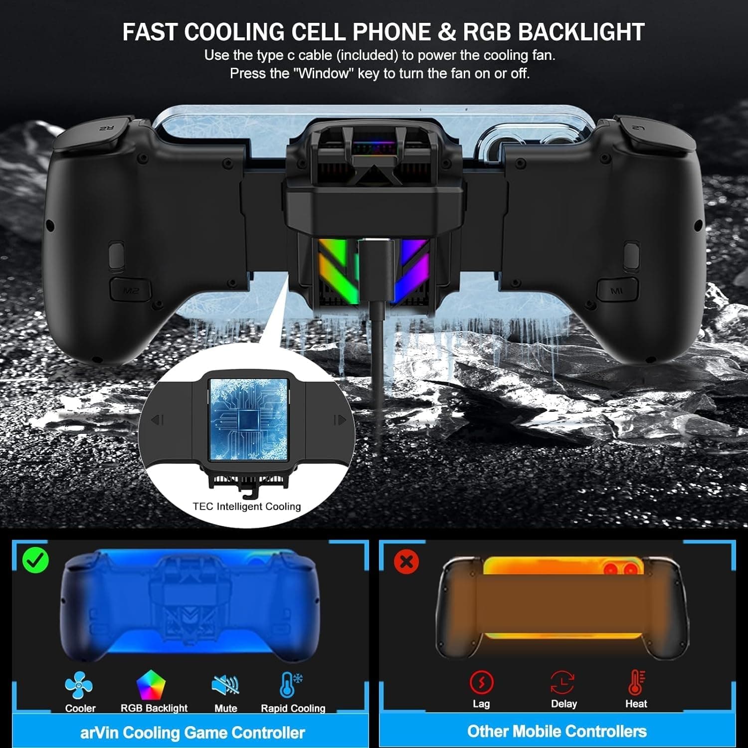 Mobile Gaming Controller with Cooling Fan view 5