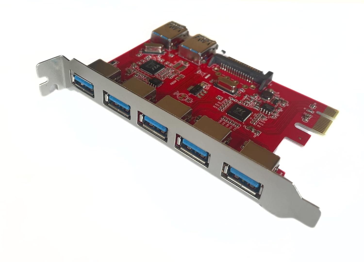 PCI Express Card 7 Port USB 3.0 with 15 Pin Sata Power Connector up to 5 Gbps Speed view 2