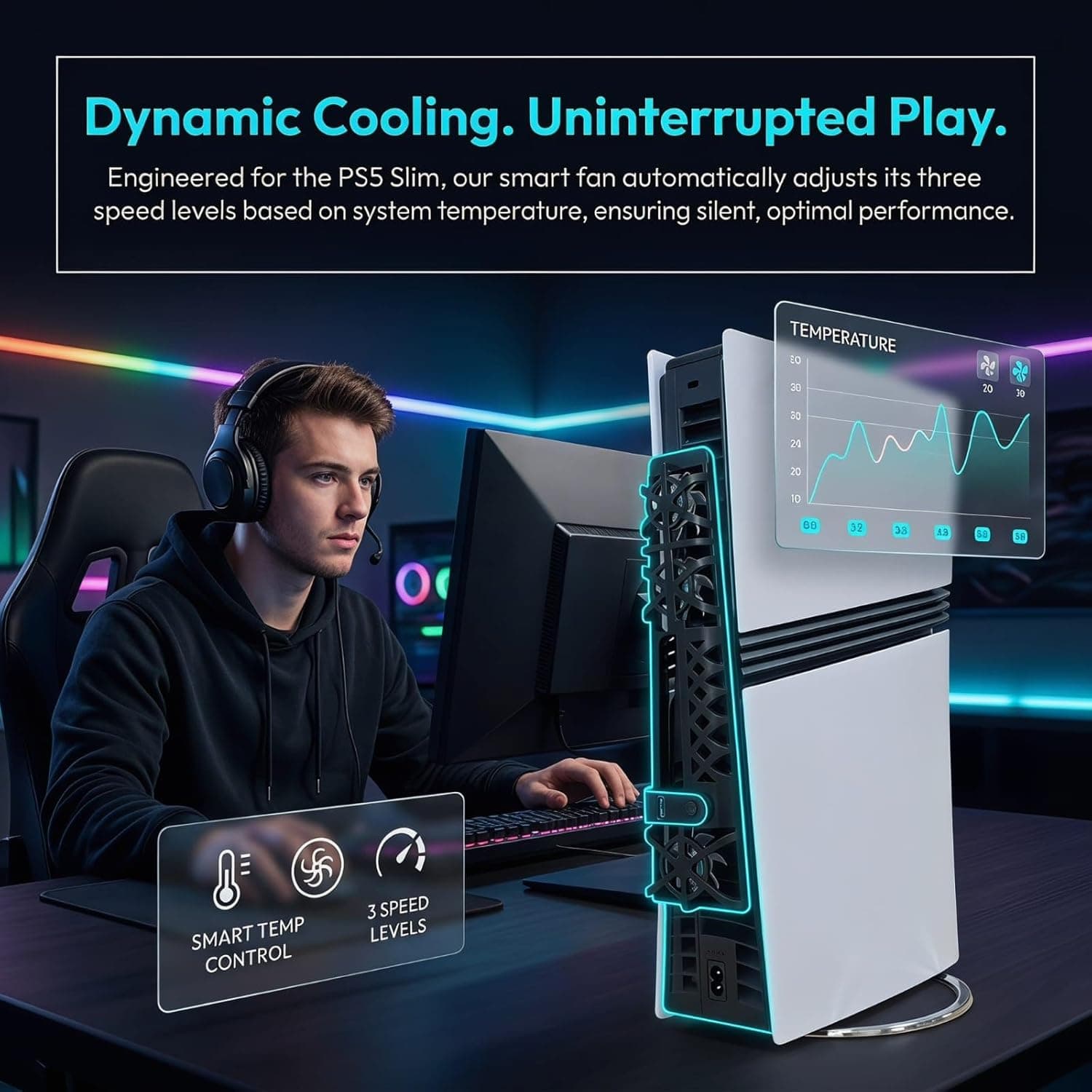 PS5 Slim Pro External Cooling Fan view 5