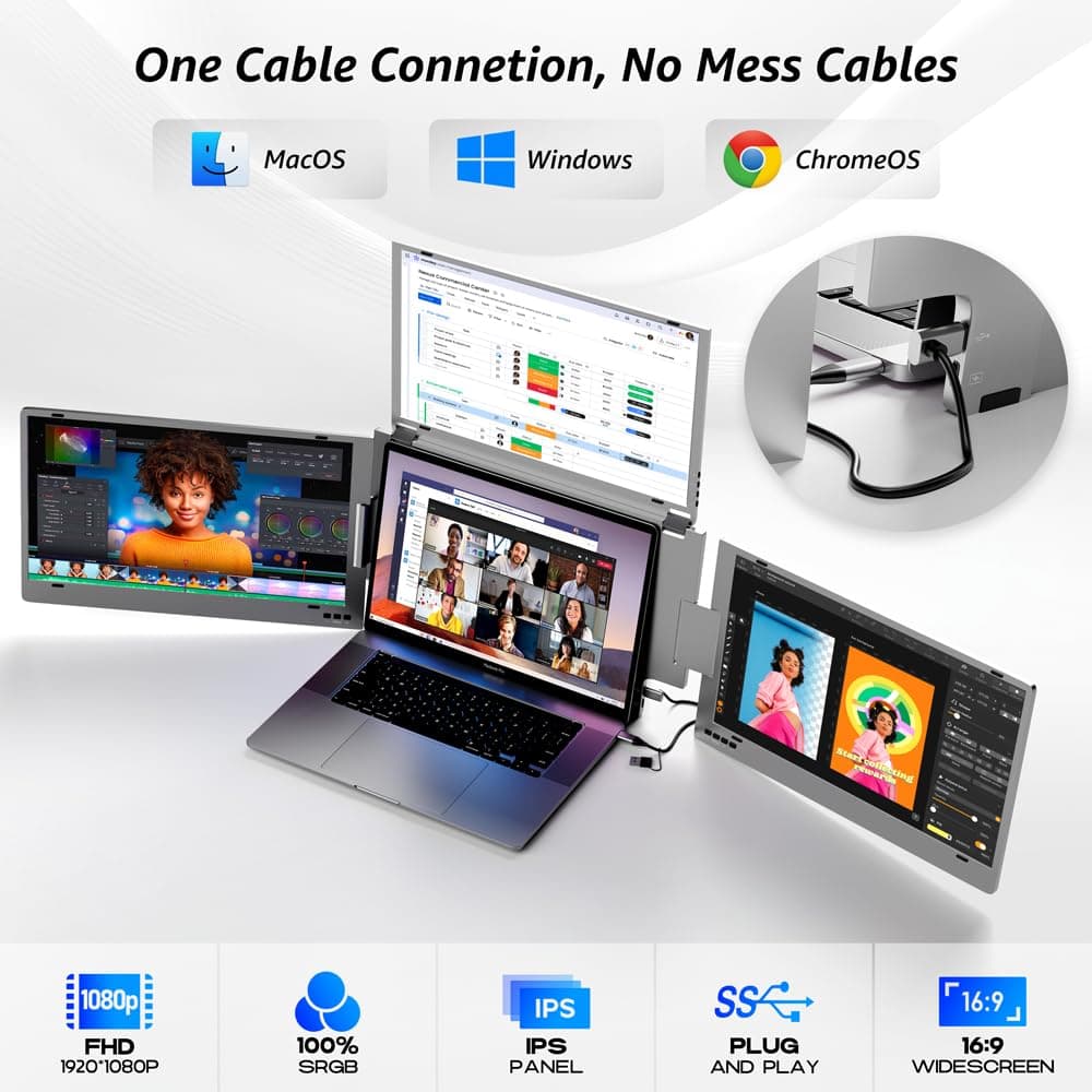 QuadView 14" UltraView Quad Monitor Laptop Screen Extender view 4