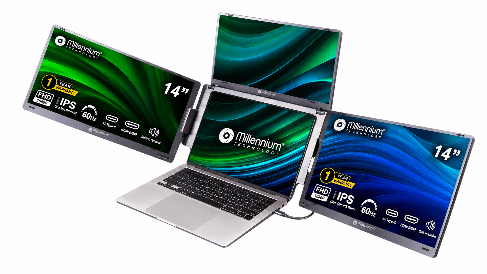 QuadView 14" UltraView Quad Monitor Laptop Screen Extender view 2