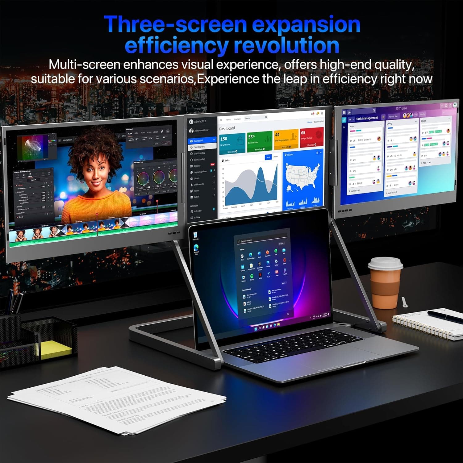 QuadView 15.6" UltraView Pro Quad Monitor Laptop Screen Extender view 4