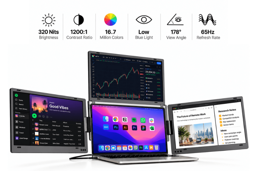 QuadView 18.5" UltraView Quad Monitor Laptop Screen Extender view 2