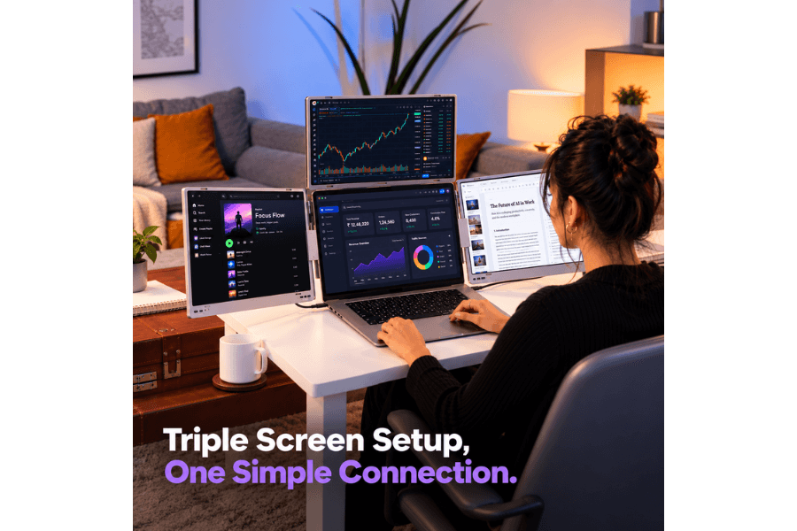 QuadView 18.5" UltraView Quad Monitor Laptop Screen Extender view 4