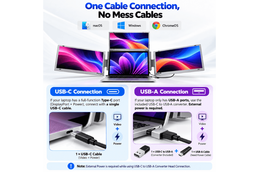 QuadView 18.5" UltraView Quad Monitor Laptop Screen Extender view 5