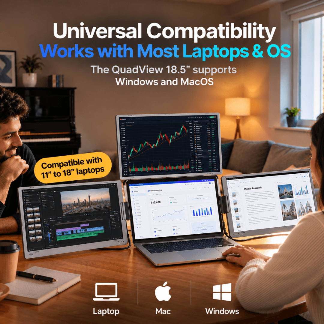 QuadView 18.5" UltraView Quad Monitor Laptop Screen Extender view 8