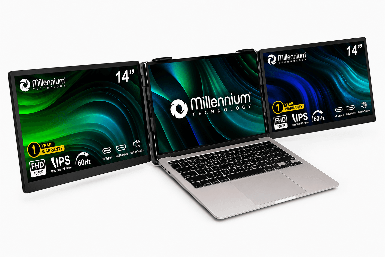 TriView 14" DualLink Portable Monitor Laptop Screen Extender view 2