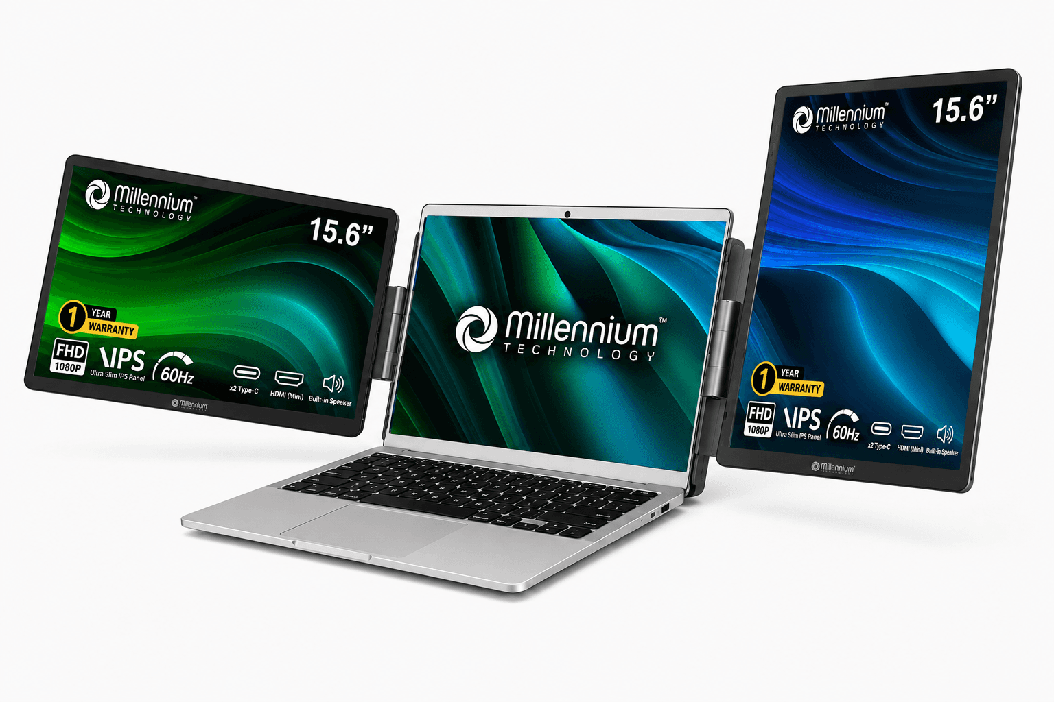 TriView 15.6" Foldable Portable Monitor Laptop Screen Extender view 2